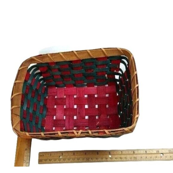 Christmas Basket Colors Red, Green Rectangle Basket Home Decor 52g - Picture 1 of 2